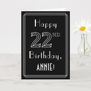22nd Birthday: Art Deco Style # 22 & Custom Name Card