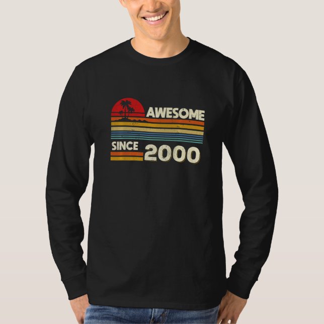 22nd Birthday Awesome Since 2000 22 Years Old Birt T-Shirt (Front)