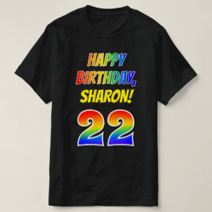22nd Birthday — Bold, Fun, Rainbow 22, Custom Name T-Shirt