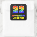 [ Thumbnail: 22nd Birthday: Bold, Fun, Simple, Rainbow 22 Sticker ]