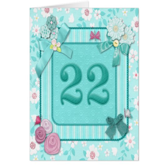 22nd birthday card with flowers