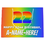 [ Thumbnail: 22nd Birthday: Colorful, Fun Rainbow Pattern # 22 Gift Bag ]