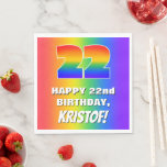 [ Thumbnail: 22nd Birthday: Colorful, Fun Rainbow Pattern # 22 Napkins ]