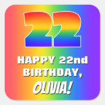 [ Thumbnail: 22nd Birthday: Colorful, Fun Rainbow Pattern # 22 Sticker ]