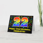 [ Thumbnail: 22nd Birthday: Colorful Music Symbols & Rainbow 22 Card ]