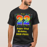 [ Thumbnail: 22nd Birthday: Colorful Music Symbols, Rainbow 22 T-Shirt ]