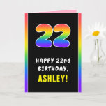 [ Thumbnail: 22nd Birthday: Colorful Rainbow # 22, Custom Name Card ]