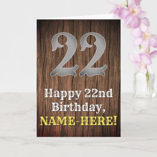 22nd Birthday Country Western Inspired Look Name Card