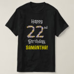 [ Thumbnail: 22nd Birthday: Floral Flowers Number “22” + Name T-Shirt ]