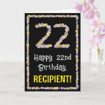 [ Thumbnail: 22nd Birthday: Floral Flowers Number, Custom Name Card ]