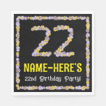 [ Thumbnail: 22nd Birthday: Floral Flowers Number, Custom Name Napkins ]