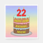 [ Thumbnail: 22nd Birthday: Fun Cake and Candles + Custom Name Napkins ]