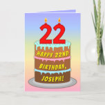 [ Thumbnail: 22nd Birthday — Fun Cake & Candles, W/ Custom Name Card ]