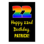 [ Thumbnail: 22nd Birthday: Fun, Colorful, Happy, Rainbow # 22 Card ]