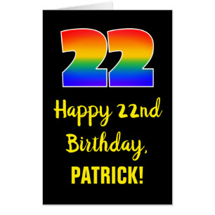 22nd Birthday: Fun, Colorful, Happy, Rainbow # 22 Card
