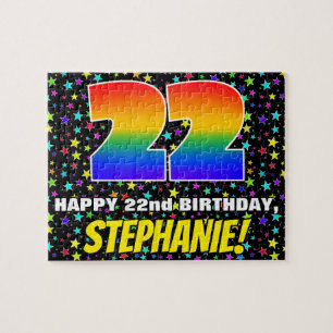 22nd Birthday — Fun, Colorful Star Field Pattern Jigsaw Puzzle