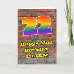 [ Thumbnail: 22nd Birthday: Fun Graffiti-Inspired Rainbow 22 Card ]