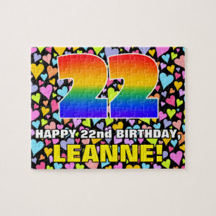 22nd Birthday — Fun, Loving Heart Shapes + “22” Jigsaw Puzzle