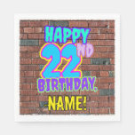 [ Thumbnail: 22nd Birthday ~ Fun, Urban Graffiti Inspired Look Napkins ]