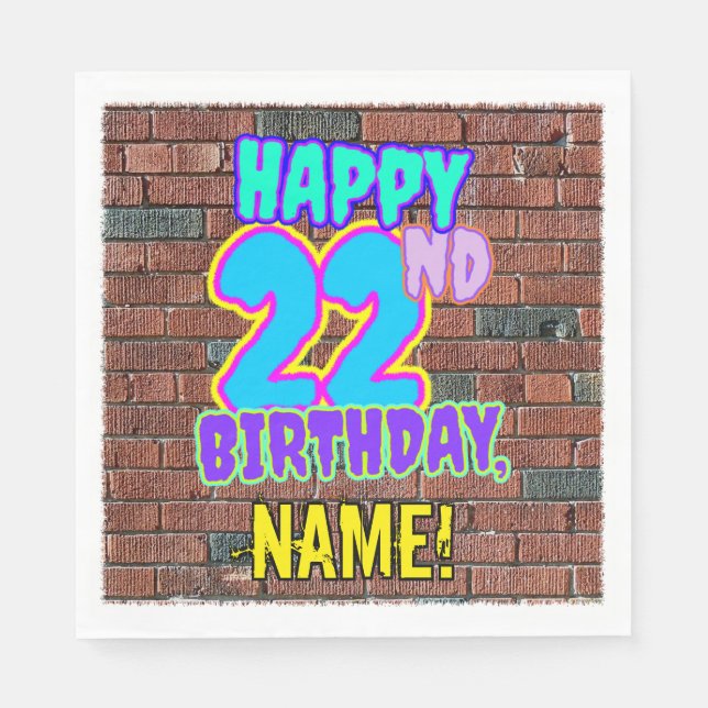 22nd Birthday ~ Fun, Urban Graffiti Inspired Look Napkins (Front)