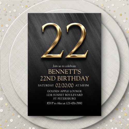 22nd Birthday Invitation