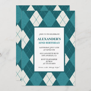 22nd birthday invitations Men Vintage Blue
