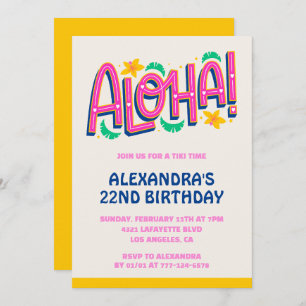 22nd birthday invitations Tropical Aloha Hawaii