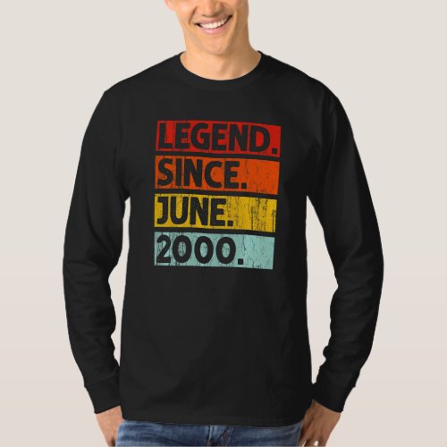 22nd Birthday  Legend Since June 2000 22 Years Old T_Shirt