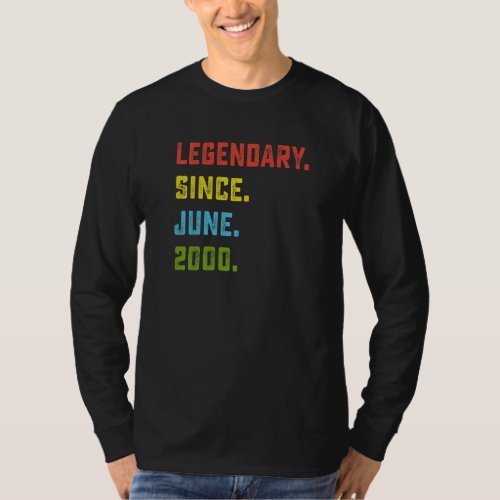 22nd Birthday  Legendary Since June 2000 22 Years  T_Shirt