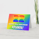 [ Thumbnail: 22nd Birthday: Multicolored Rainbow Pattern # 22 Card ]