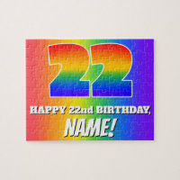 22nd Birthday — Multicolored Rainbow Pattern “22”