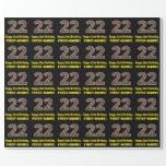 [ Thumbnail: 22nd Birthday: Name & Faux Wood Grain Pattern "22" Wrapping Paper ]