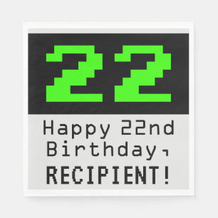 22nd Birthday - Nerdy / Geeky Style "22" & Name Napkins