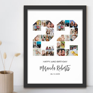 22nd Birthday Number 22 Custom Photo Collage Poster