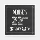 [ Thumbnail: 22nd Birthday Party: Art Deco Style + Custom Name Napkins ]