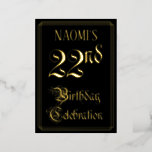 [ Thumbnail: 22nd Birthday Party — Fancy Script & Custom Name Invitation ]