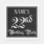 [ Thumbnail: 22nd Birthday Party — Fancy Script + Custom Name Napkins ]