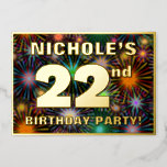[ Thumbnail: 22nd Birthday Party — Fun, Colorful Fireworks Look Invitation ]