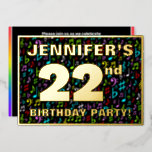 [ Thumbnail: 22nd Birthday Party — Fun, Colorful Music Symbols Invitation ]