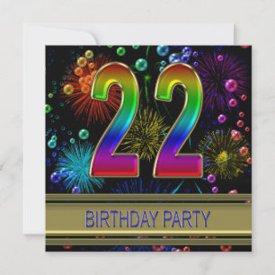 22nd Birthday party Invitation with bubbles