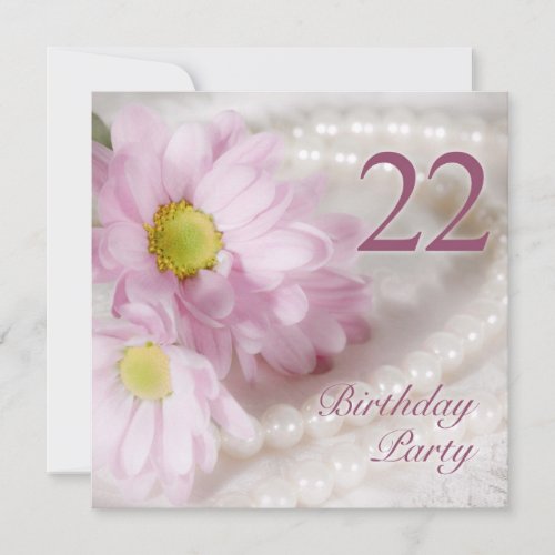 22nd Birthday party invitation with daisies