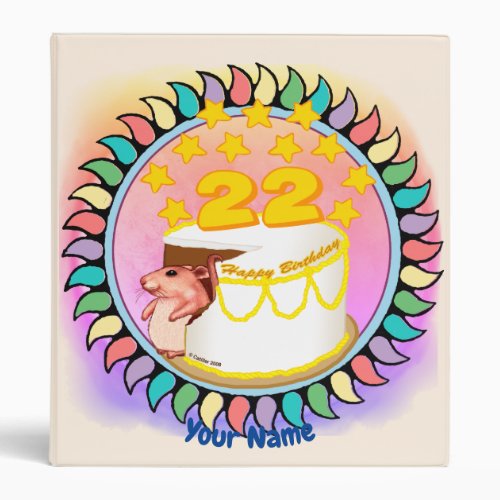 22nd Birthday Party Mouse 3 Ring Binder