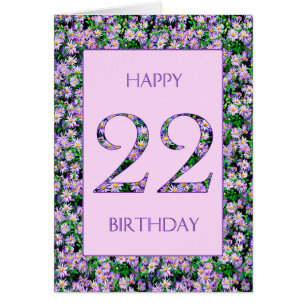 22nd Birthday Purple Daisies Cards