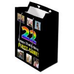 [ Thumbnail: 22nd Birthday: Rainbow “22“, Custom Photos & Name Gift Bag ]