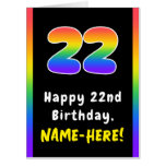 [ Thumbnail: 22nd Birthday: Rainbow Spectrum # 22, Custom Name Card ]