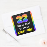 [ Thumbnail: 22nd Birthday: Rainbow Spectrum # 22, Custom Name Sticker ]