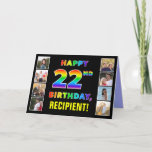 [ Thumbnail: 22nd Birthday: Rainbow Text, Custom Photos & Name Card ]