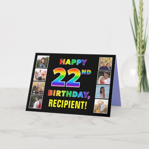 22nd Birthday: Rainbow Text, Custom Photos & Name