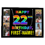 [ Thumbnail: 22nd Birthday: Rainbow Text, Custom Photos & Name Gift Bag ]