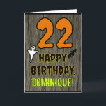 22nd Birthday: Spooky Halloween Theme, Custom Name Card<br><div class="desc">The front of this spooky and scary Hallowe'en birthday themed greeting card design features a large number "22", along with the message "HAPPY BIRTHDAY, ", and a custom name. There are also depictions of a bat and a ghost on the front. The inside features a customizable birthday greeting message, or...</div>